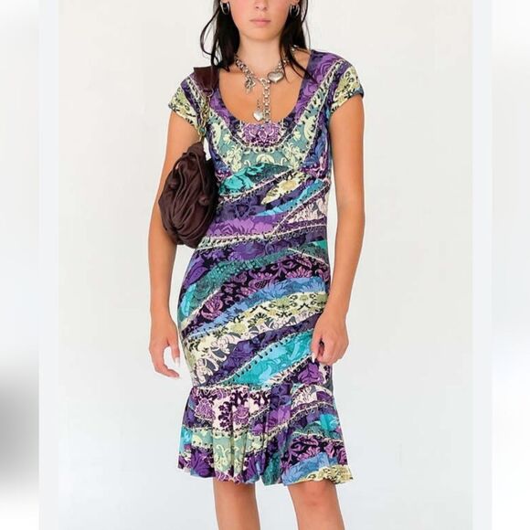 Roberto Cavalli Dresses & Skirts - Roberto Cavalli Multicolor Abstract Print Jersey Fit & Flare Dress